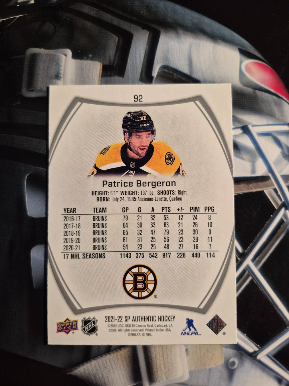 NHL Carte collezionabili: NHL Patrice Bergeron Boston Bruins – Usato da Treiten venduto da Sauber73 1