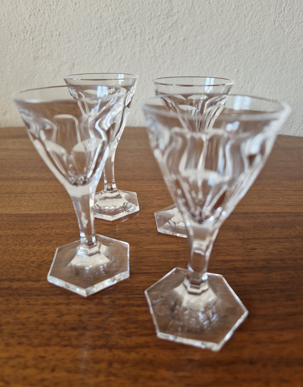 Moser Bicchieri: 4  Moser Kristall Gläser Schnaps oder Likör , Hexagon Fuss – Nuovo (secondo la descrizione) da Bern venduto da Antikbatik 5