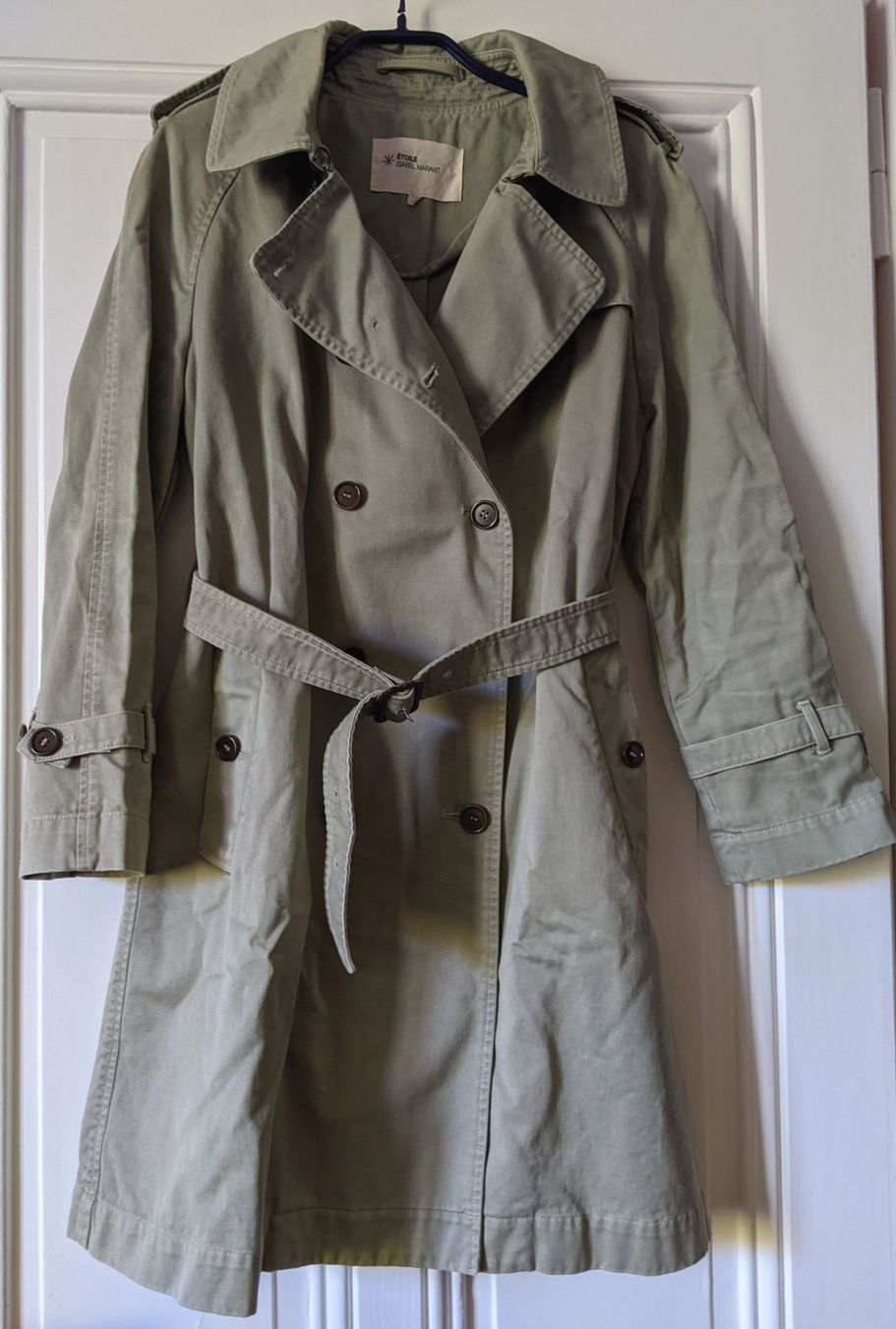 Isabel Marant Cappotti: ISABEL MARANT : Trench vert pâle 36 – Usato da Petit-Lancy venduto da lilycerise 1