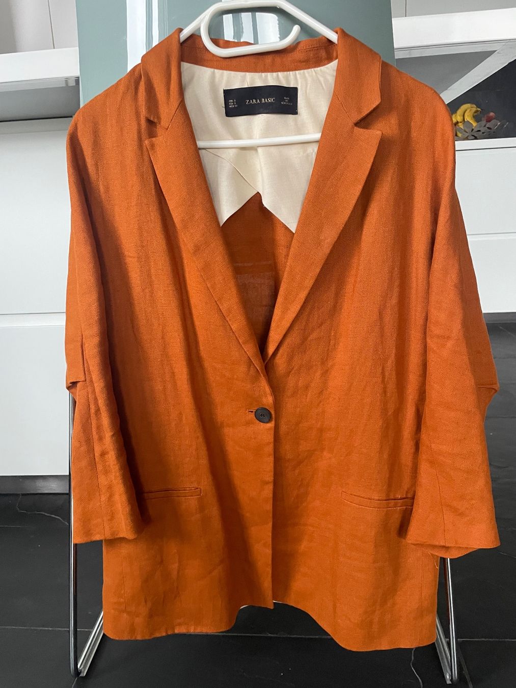 Zara Giacche: Zara Oversize- Leinen-Blazer orange Gr. S – Usato da Coldrerio venduto da Theres2004