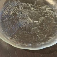 Glas Schale mit Ätzmuster, Vintage Look, Top Zustand!