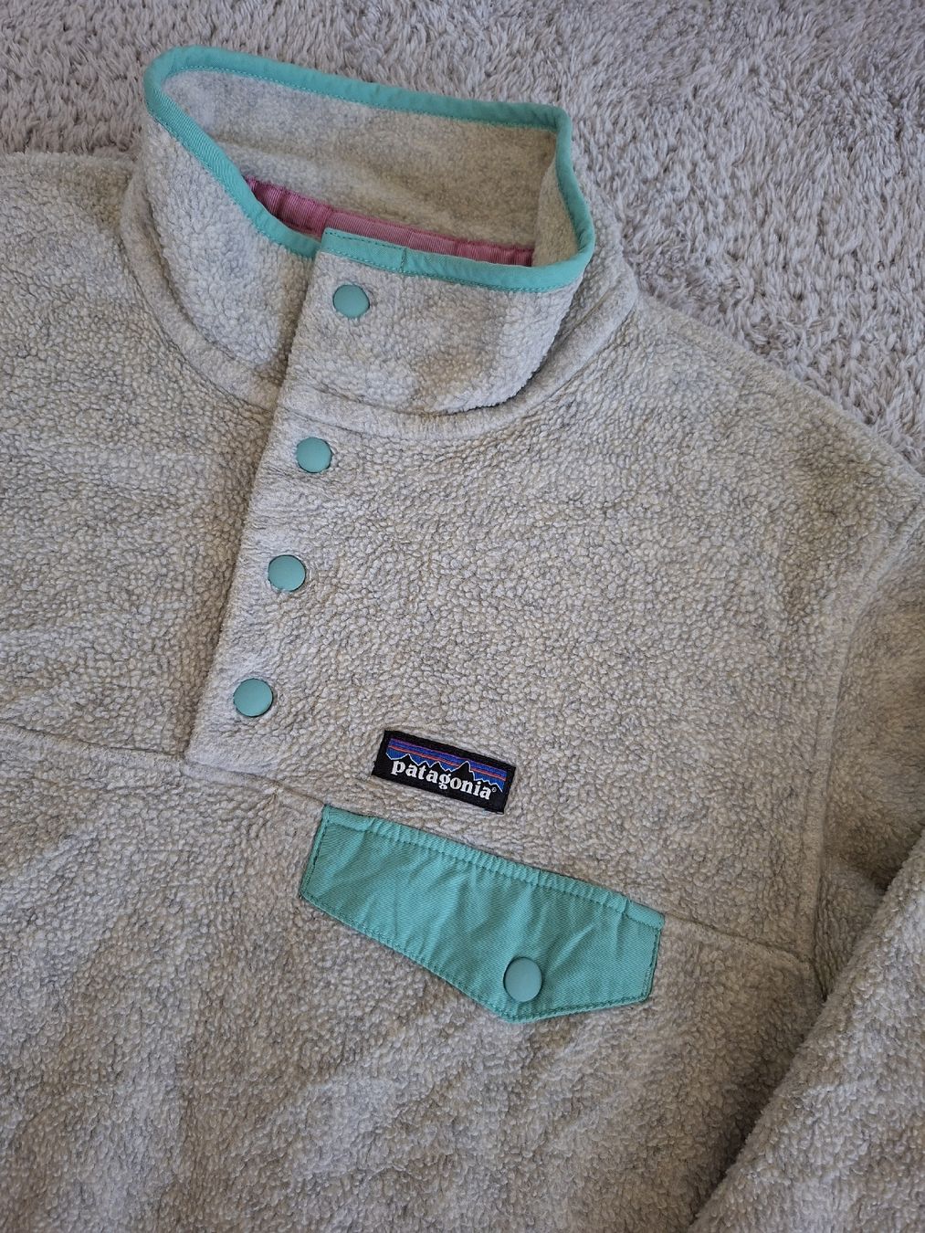 Patagonia Maglioni & Felpe: Pull Patagonia Synchilla beige et turquoise taille M – Usato da Renens VD venduto da ser_j2fn 1