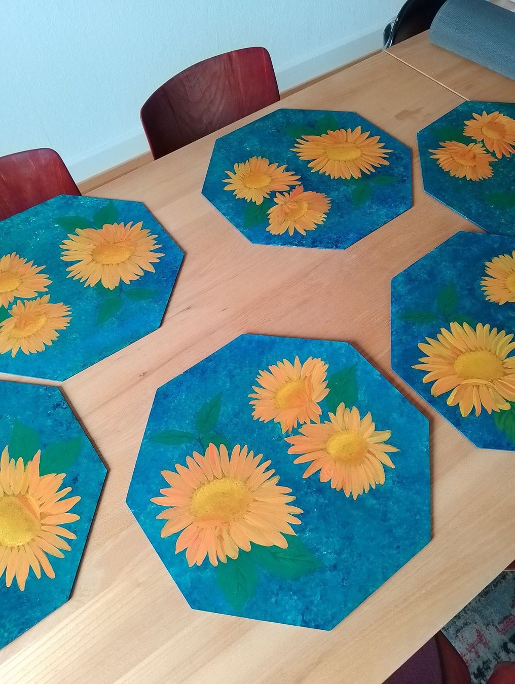 Sottobicchieri: 6 handgemalte Tischsets Sonnenblumen UNIKATE! – Usato da Luzern venduto da Seri4 9