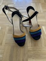 Christian Louboutin Suede Block Heel Sandals, Size 39