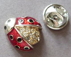 PIN, GOLDIGER MARIENKÄFER MIT STEINCHEN EMAILLE, SCHMUCK-PIN