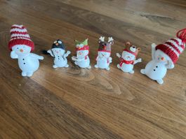 Schneemann Figuren Set 6 Stk.  Dekoration Weihnachten