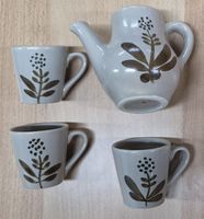 Service à thé en céramique, théière et 3 tasses