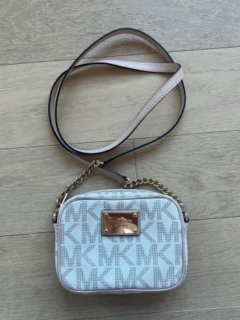 Michael Kors Mini Umhänge Handtasche Weiss Beige Gold