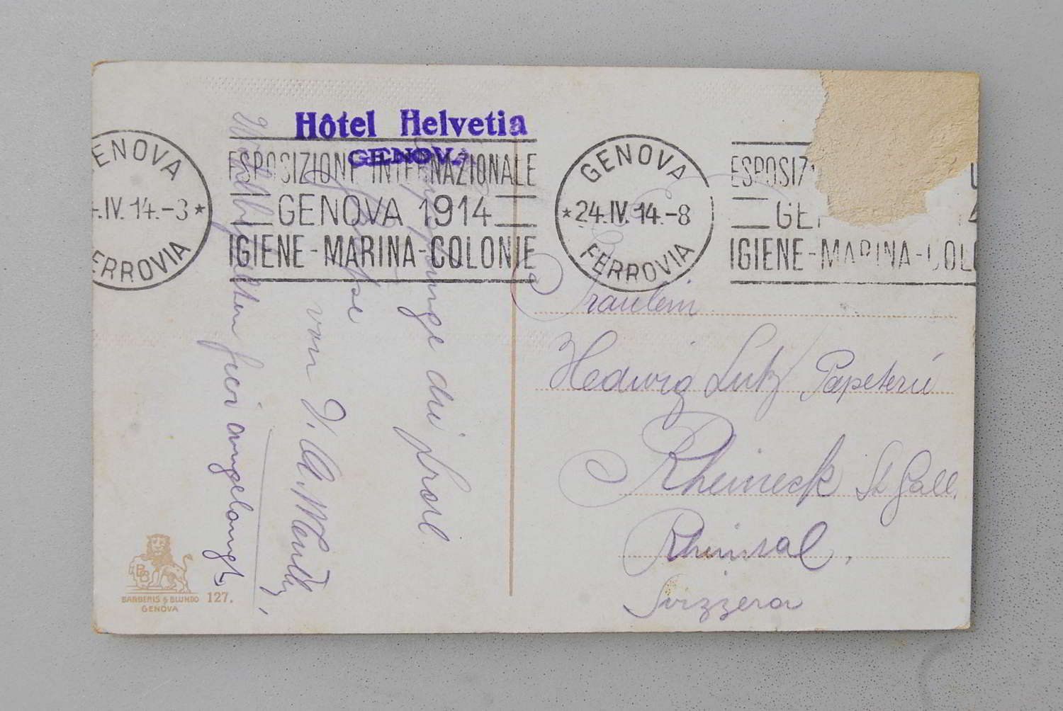 Ansichtskarten: AK Genova - La Lanterna 1914 – Gebraucht aus Rüfenacht BE von Toro06 1