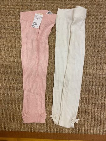 2x Strick-Leggins rosa 86/92, weiss 116, neu