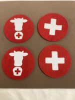 4er Set Untersetzer Kuh Schweizerkreuz Filz rot 10cm