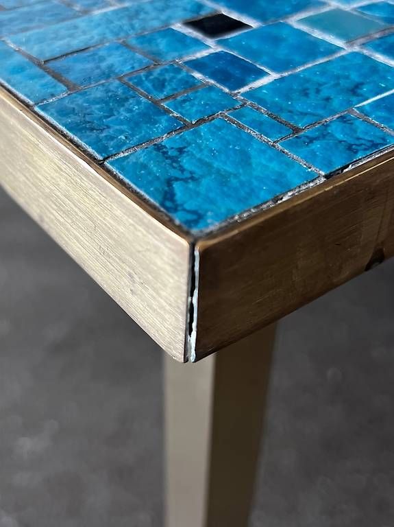Tables: Brutalist Mosaic and brass coffee table  – D'occasion à Oberägeri par Theonose74 2
