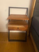 2 xNachttisch Holz Metall massiv mit Schublade guter Zustand