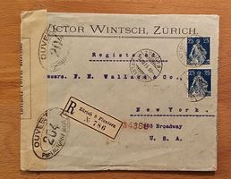 R Brief Zürich - New York 1916 Zensur