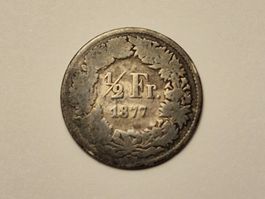 1x 1/2 Fr. - 1877 - Silber/Argent 0.835