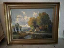 Ölgemälde mit Rahmen, beschädigt, 100x81cm,Signiert ???
