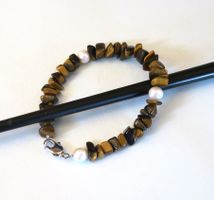 Armband Tigerauge mit Zuchtperlen