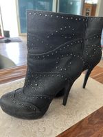 Rocker Biker Boots Schwarz Gr.40 Nieten Absatz Plateau Catwa