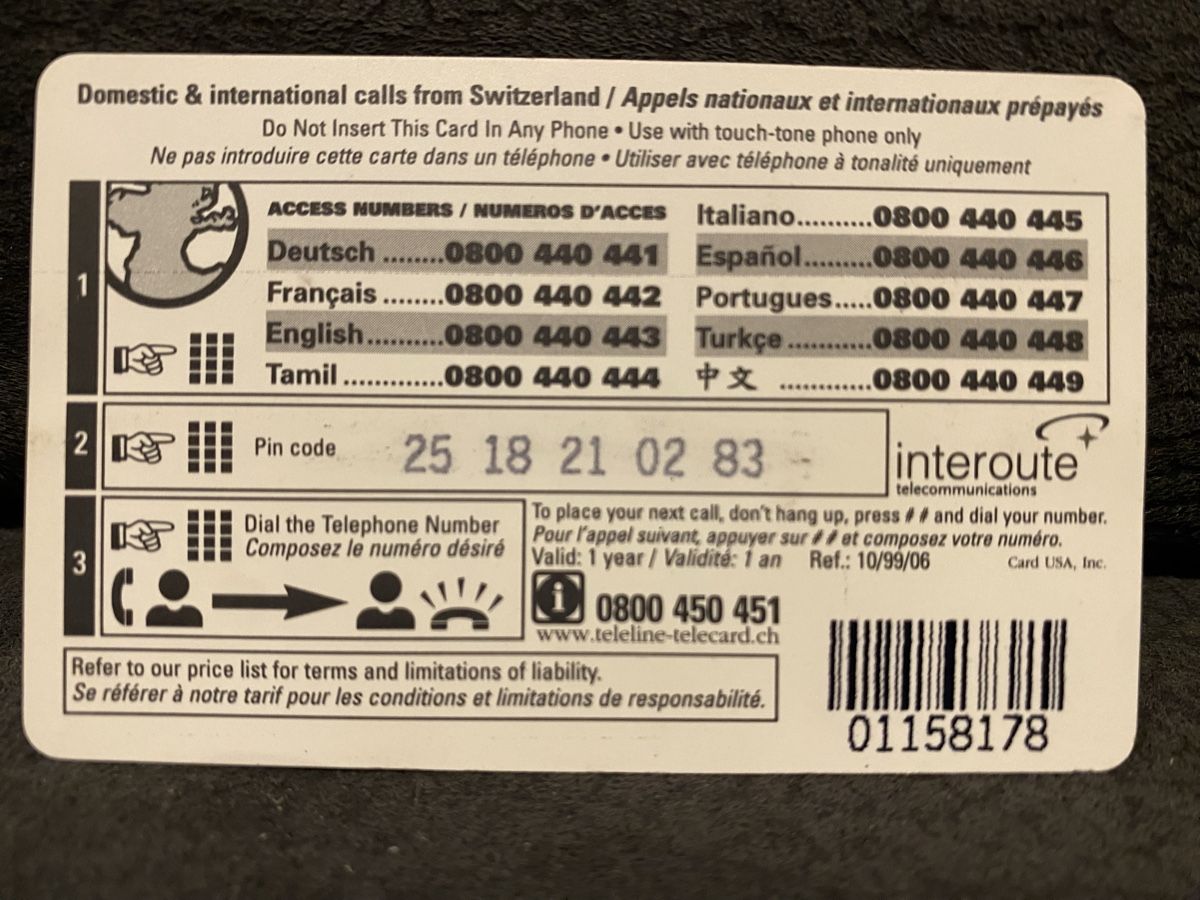 Telefon- & Taxkarten: Teleline – Gebraucht aus Lausanne von babacard10 1