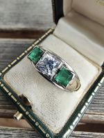 Traumhafter 1.46ct Diamant und Smaragd Ring Gold WG 750