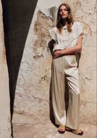 Sezane Hose aus Seide - wunderschönes crème/beige Grösse 36