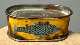 Kleine alte Blechdose für Verkaufsladen SARDINEN antik!