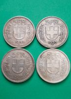 4 X 5 FRANKEN SILBERMÜNZEN 1932 - 1933 - 1967 - 1969