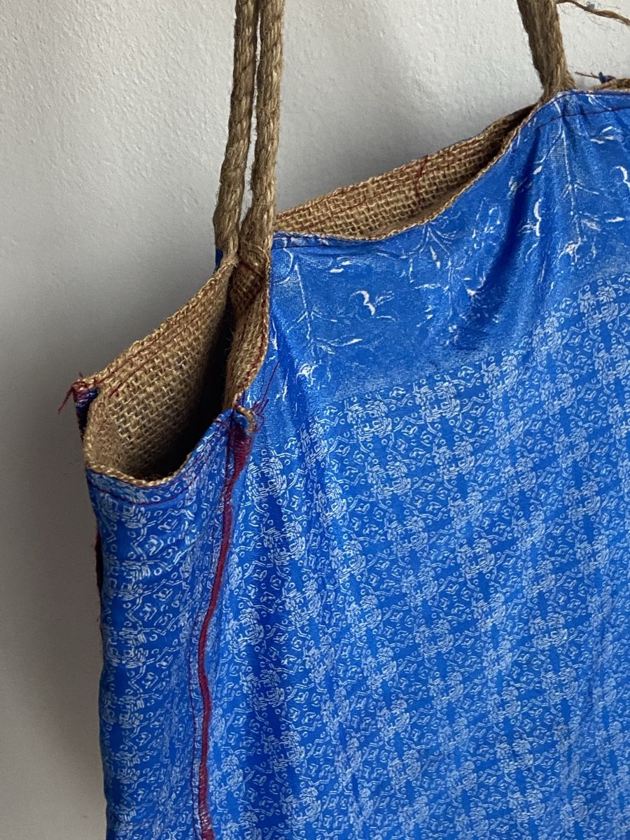 Borse: Blaue Einkaufstasche Jute Vintage – Usato da Zürich venduto da cas_x6pw 1