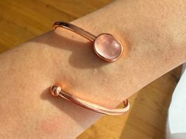 🌸 Rosenquarz Armreif Roségold Edelstahl Anti-Allergie ✨