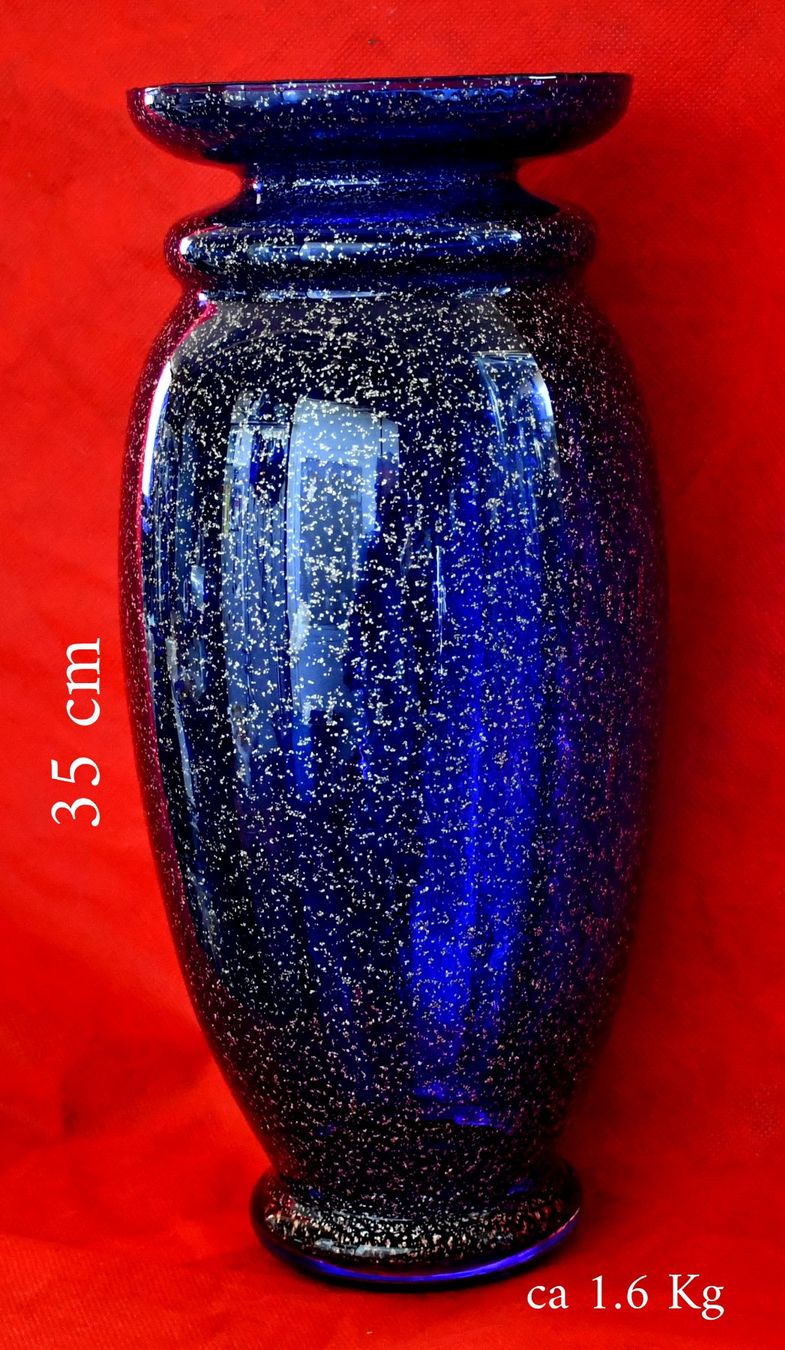 Vasen & Gefässe: Blau Glas Vase mit Goldstaub – Gebraucht aus Rotkreuz von salsanera 4