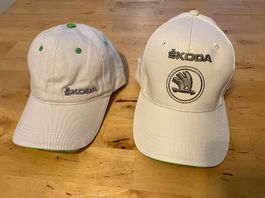 2x Original Skoda Kappe Cap Hut Mütze Casquette Weiss - NEU
