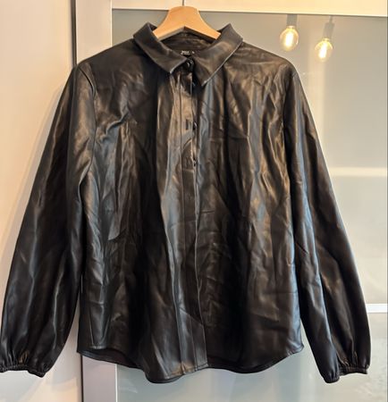 Lederlook Bluse ONLY, Grösse XL, Schwarz, Top Zustand!