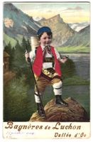 Stoff-Präge-AK Schweizer Bub in Tracht,