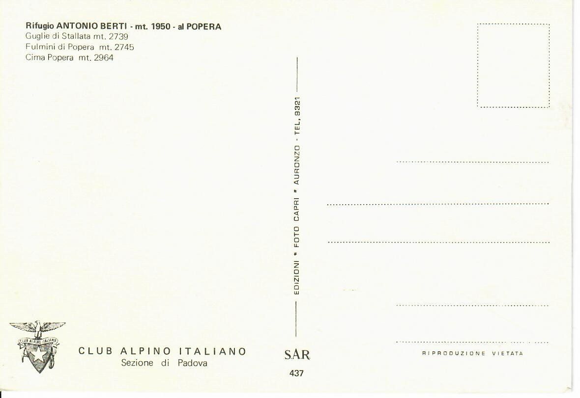 Cartoline postali: Rifugio Antonio Berti al Popera – Usato da Hochdorf venduto da Ziegel-16 1