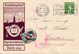 1914: Offiz. GS-Ausstellungsbrief Bern, Portomarke Nr.11C