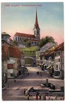 Burgdorf, protestantische Kirche, belebt, koloriert, um 1915
