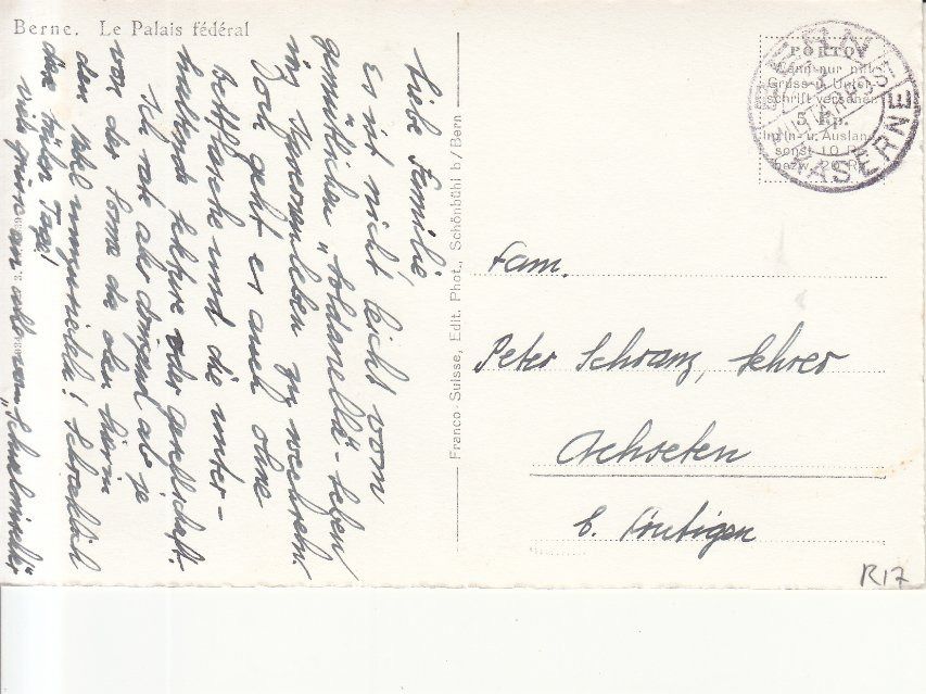 Cartoline postali: Bern ca. 1940, ST Bern Kaserne – Usato da Bürglen TG venduto da StampGraf 1
