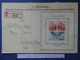 CH 1938 Nr. W11 Aarauer-Block auf Brief nach Lugano