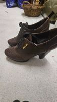 Prada Schnürschuhe Gr. 38 Leder braun Plateau Ab...