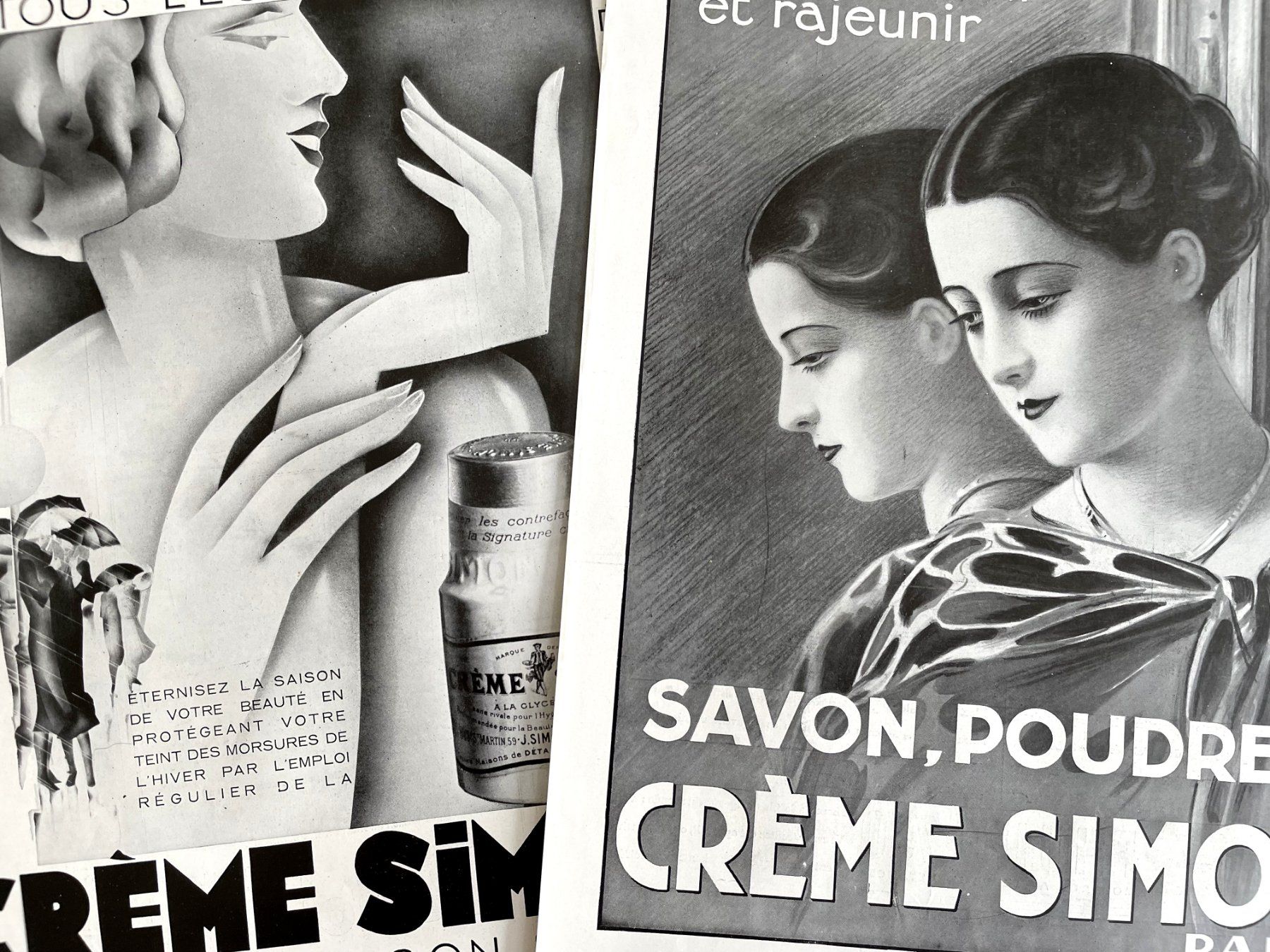 Foto & Immagini: Crème Simon - 2 alte Werbungen / Publicités 1932/33 – Usato da Savagnier venduto da Ne2065