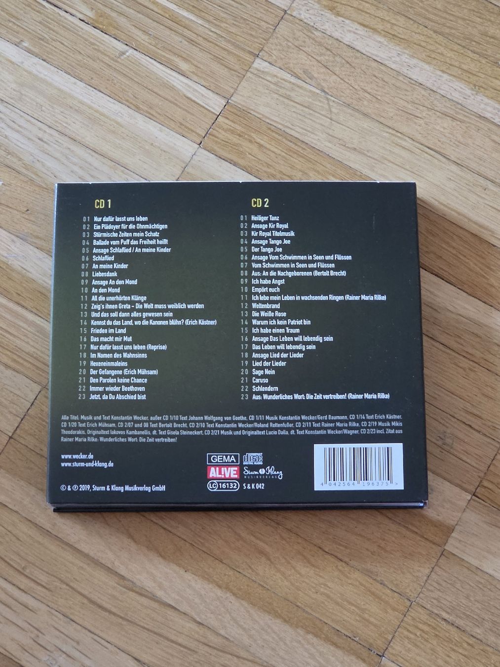 CDs: Doppel-CD: Konstantin Wecker: Weltenbrand – Gebraucht aus Aesch BL von immon 1