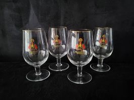 4 Vintage Bierkelche mit Goldrand
