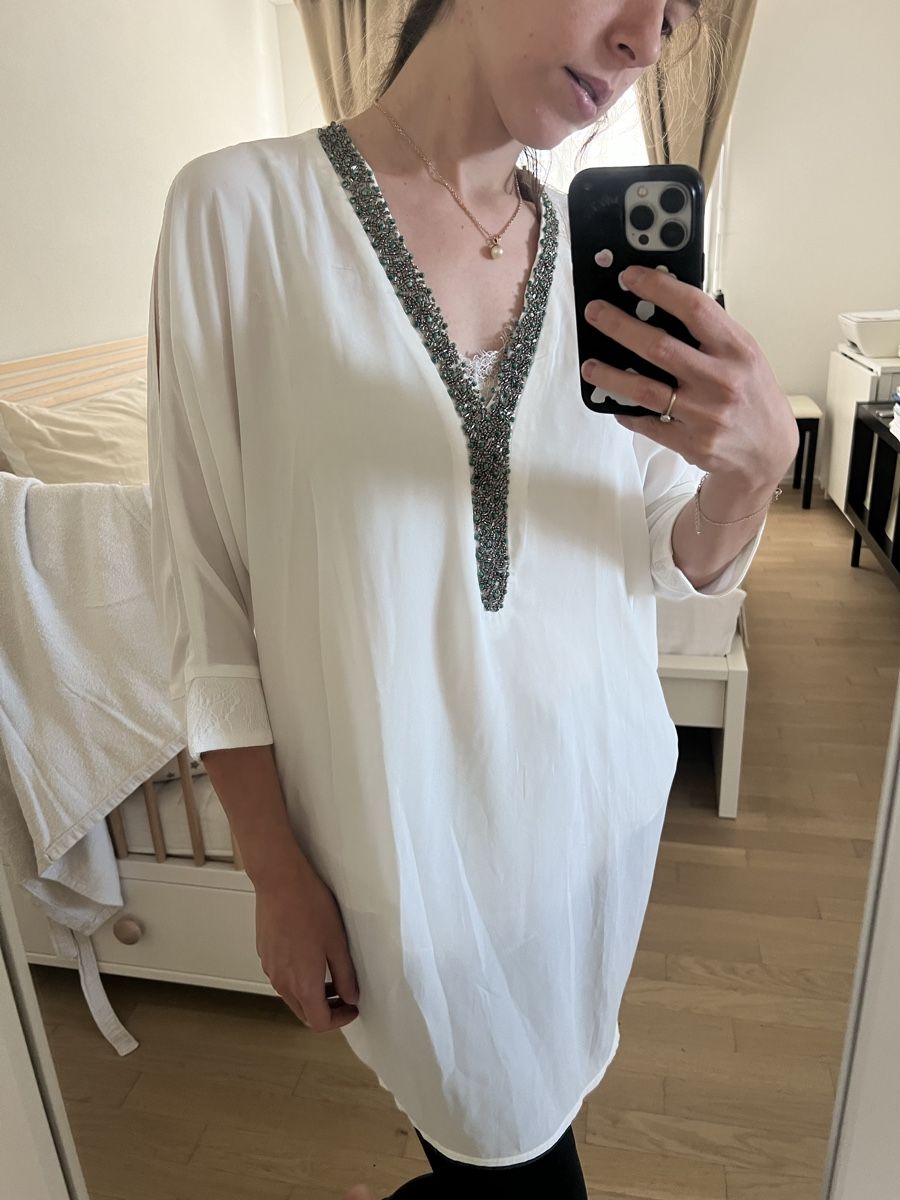 Camicette: Tunique blanche ornée de perles et dentelle Taille S – Nuovo (secondo la descrizione) da Ropraz venduto da Angy.ruiz 3