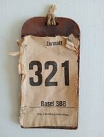 SBB Gepäckanhänger Zermatt-Basel, Mid-Century Vintage Leder