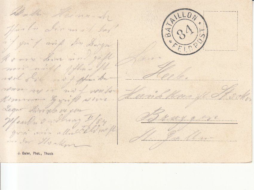 Cartoline postali: Viamala, ca. 1915, ST Bataillon 84 – Usato da Bürglen TG venduto da StampGraf 1