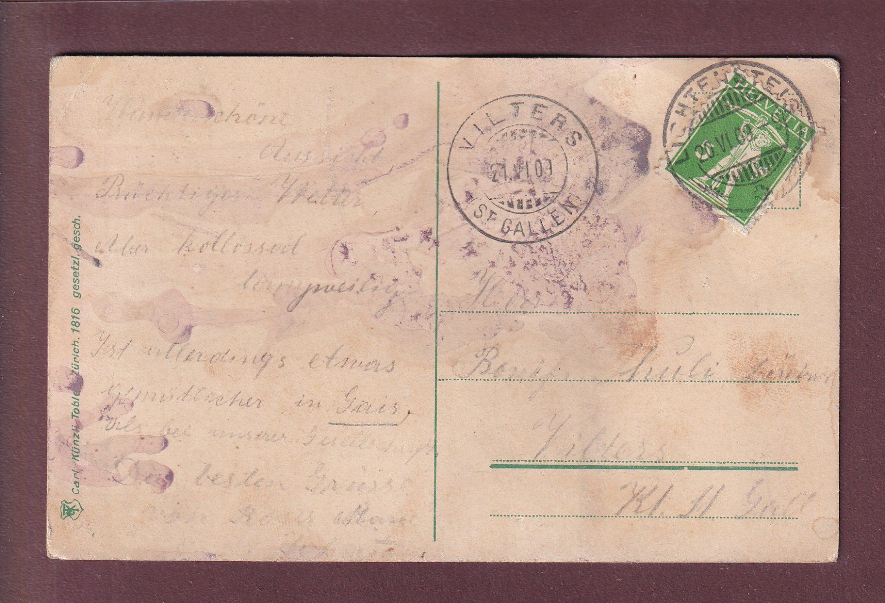 Ansichtskarten: Gruss aus dem TOGGENBURG - 1909 // Eckbug // – Gebraucht aus Pully von nicecards 1