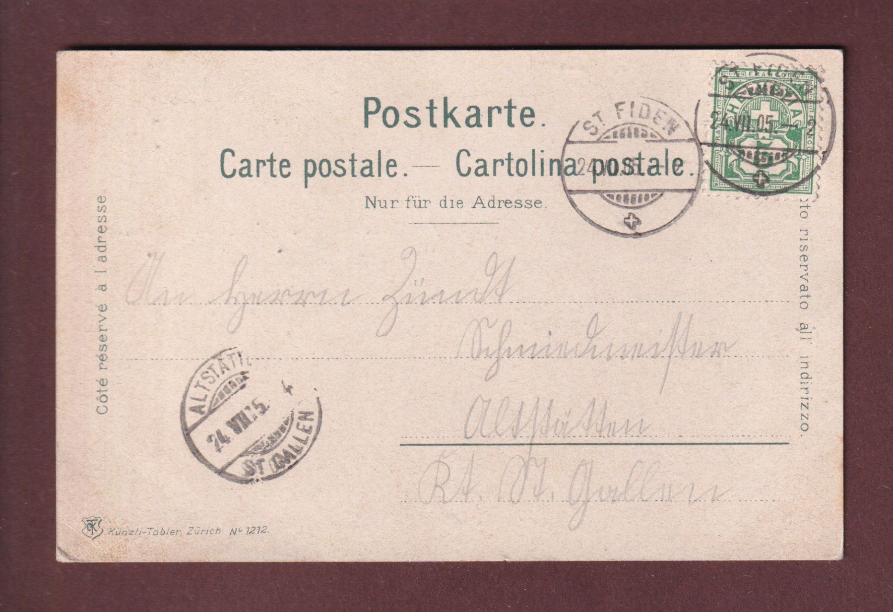 Cartoline postali: ST. GALLEN - Hechtplatz - Tram - 1905 – Usato da Pully venduto da nicecards 1