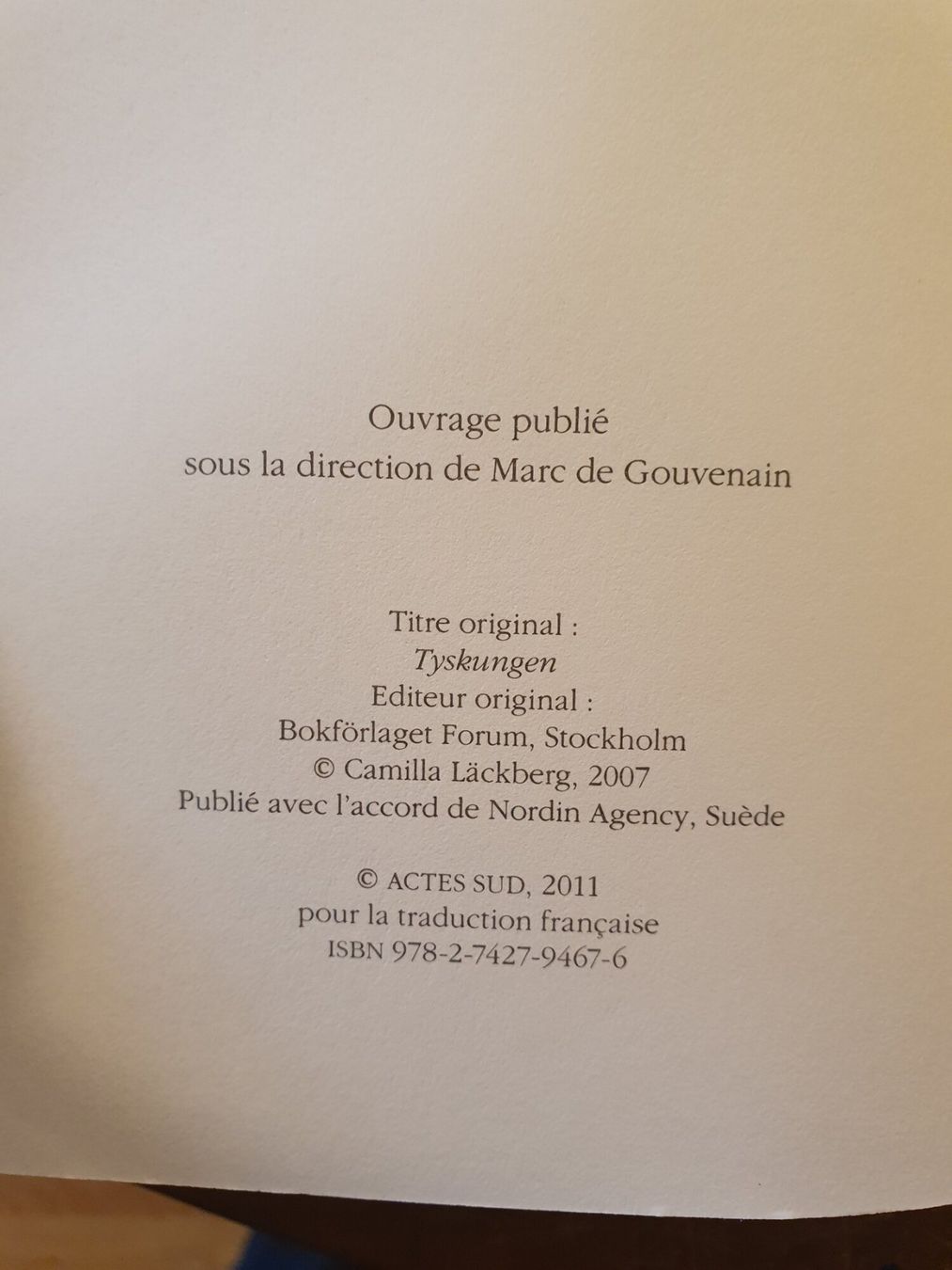 Libri: lEnfant allenad - Camilla Läckeberg - Actes – Usato da Zürich venduto da loosebone 1