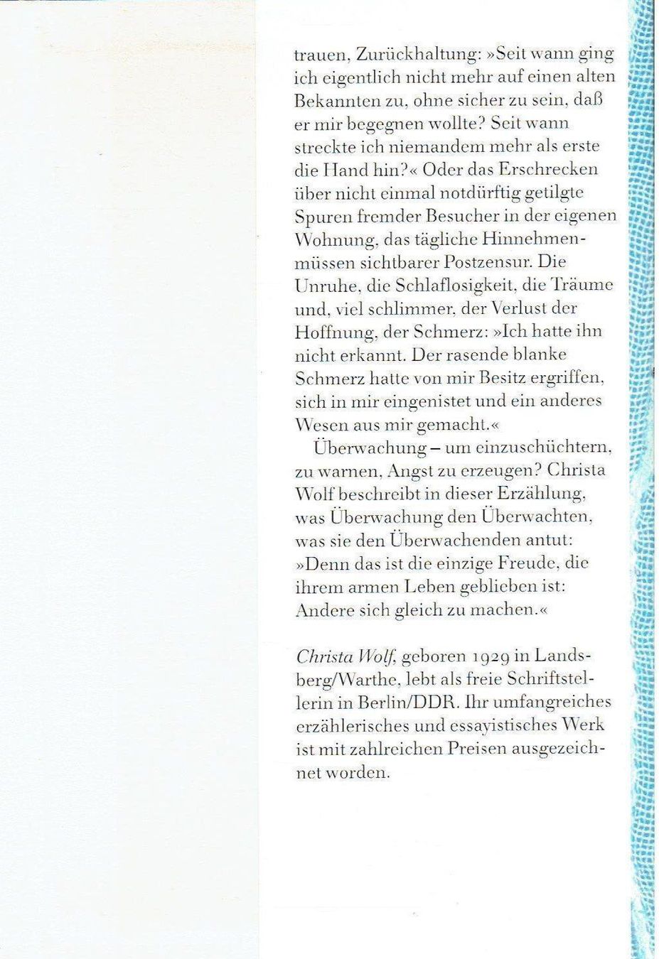 Bücher: Christa Wolf   Was bleibt – Neu (gemäss Beschreibung) aus Flims - Dorf von Stagediver 3