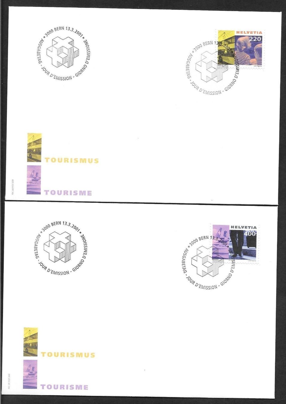 Tutti i francobolli: 2 FDC 1020-1021 Serie Einzelmarken ET 13.3.2001 – Nuovo (secondo la descrizione) da Olten venduto da clotaldi